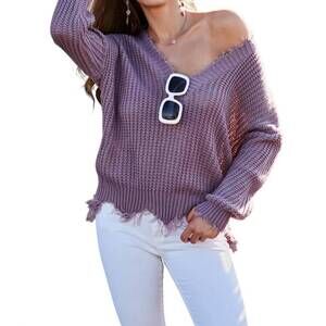 NEW MAINSTRIP frayed sweater in purple ash
